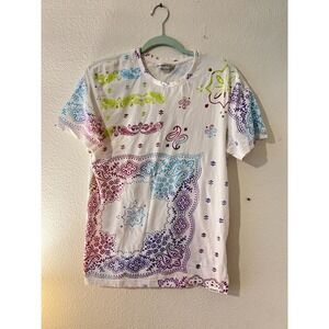 Eleven Paris Mens‎ Paisley Tee Sz M Y2K Indie Sleaze French Streetwear 2010s